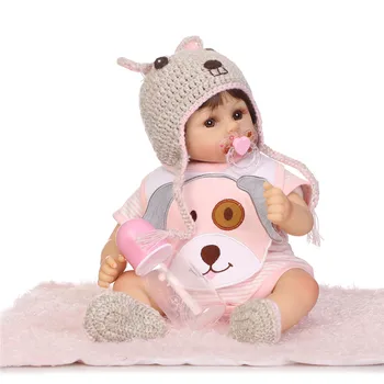 

19"Reborn Babies Silicone Dolls bebe alive cartoon dog suit vivid face white skin girl doll kids Xmas birthday brinquedos