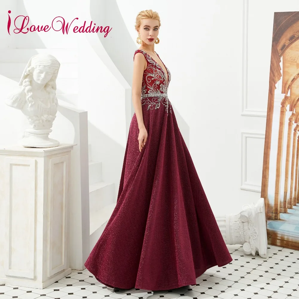 ILoveWedding Vestido de festa 2019 великолепные v-образный вырез на тонких бретелях серые расшитые блестками Длинные вечерние платья Русалка