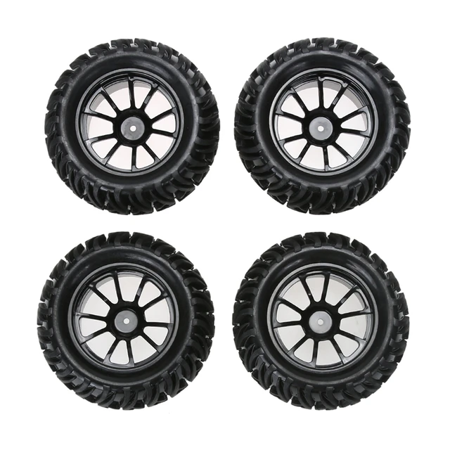 4pcs plastic wheel rim and rubber tires for 1 10 monster truck rc