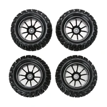 Nuevo 4 UNIDS Plástico Borde de la Rueda y Neumáticos De Caucho para 1:10 Monster Truck RC Car 12mm Hub
