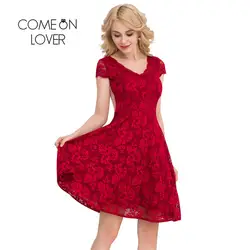 I1048 Comeonlover Цветочные кружевные приталенные платья подарок на день Святого Валентина Vestido De Renda Большие размеры винтажные летние платья для