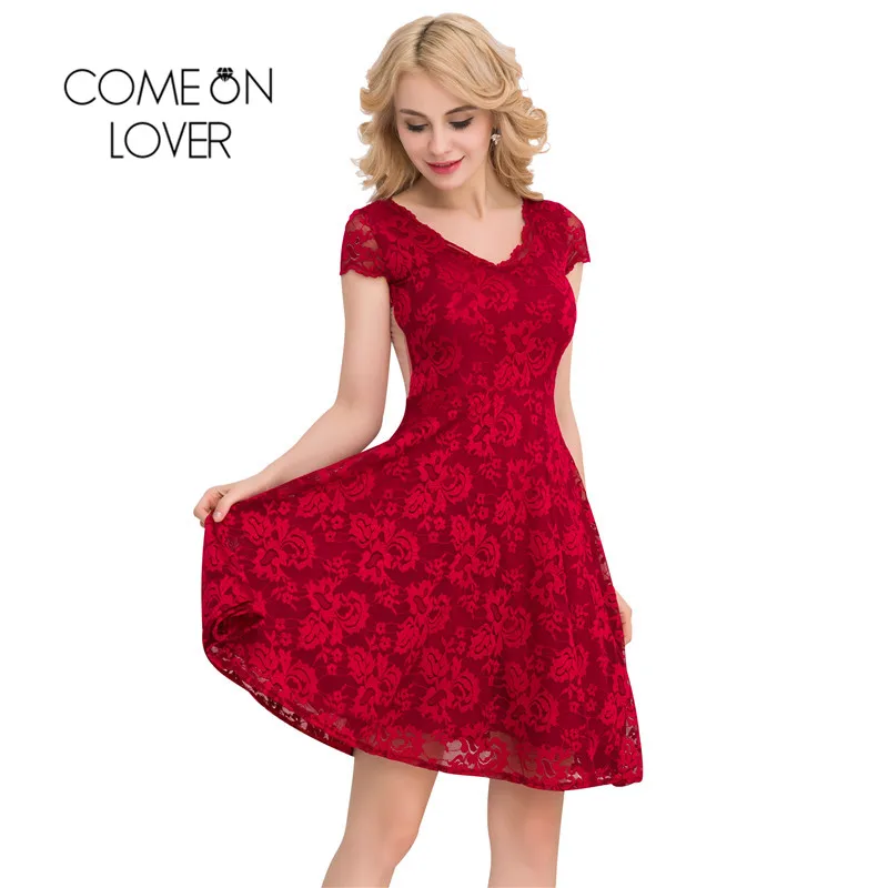

I1048 Comeonlover Floral Lace Skater Dresses Valentine Day Gift Vestido De Renda Big Size Vintage Summer Dresses For Women Party