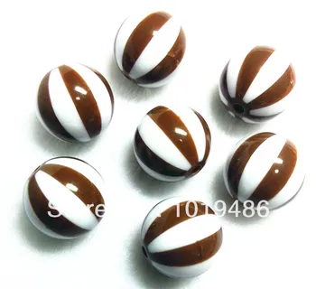 

(choose size) 12mm/16mm/20mm brown color round watermelon stripe beads,for Chunky Jewelry Making