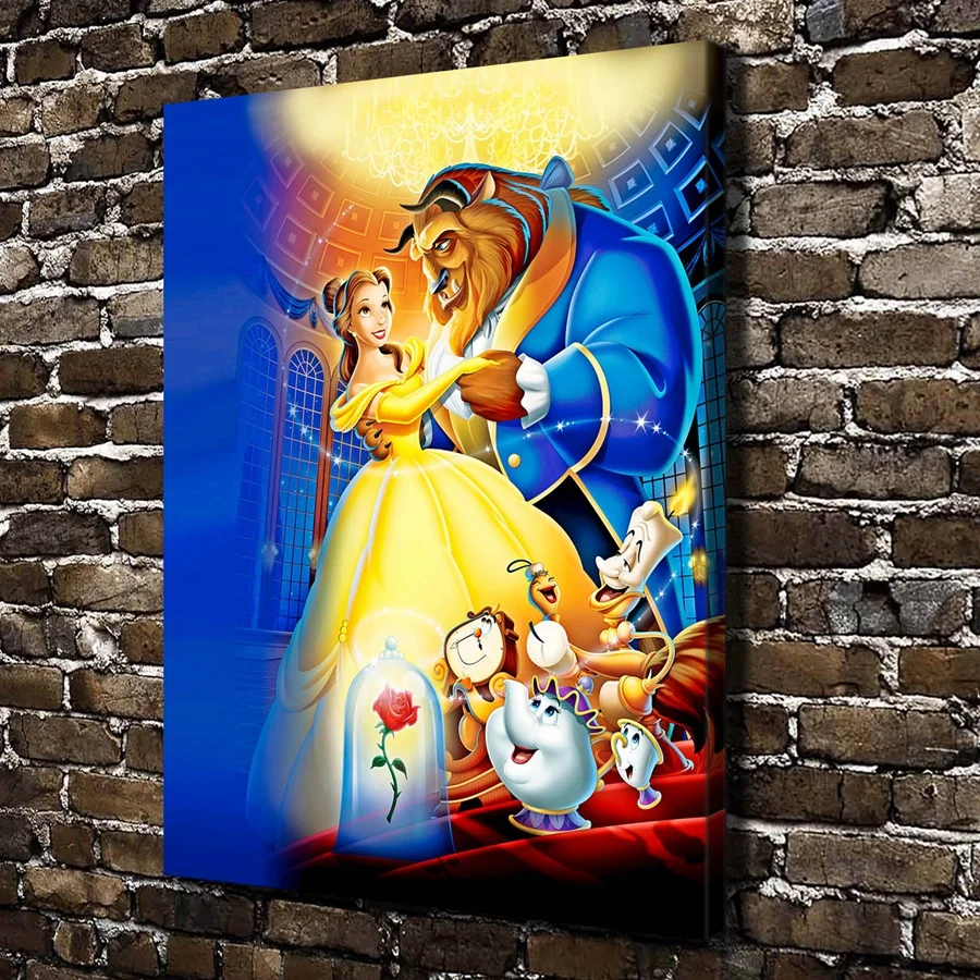 A974 Beauty And The Beast Children Cartoon Film Hd Canvas