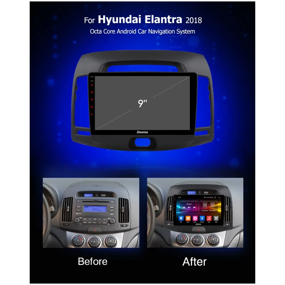 Clearance IPS 9" Android 9.0 Octa Core Car DVD Player For Hyundai Elantra 2007 2008 2009 2010 2011 2012 GPS Navi 4G DAB Radio DSP CarPlay 1