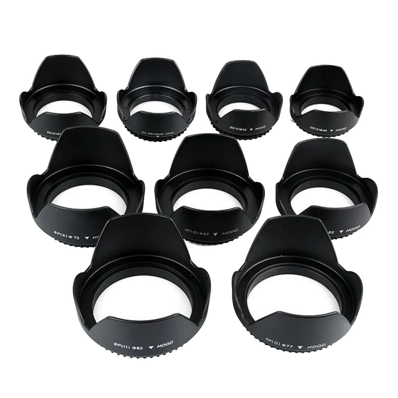 

9pcs/lot Spiral Petal Lens Hood Mask 49/52/55/58/62/67/72/77/82mm Lotus Cove