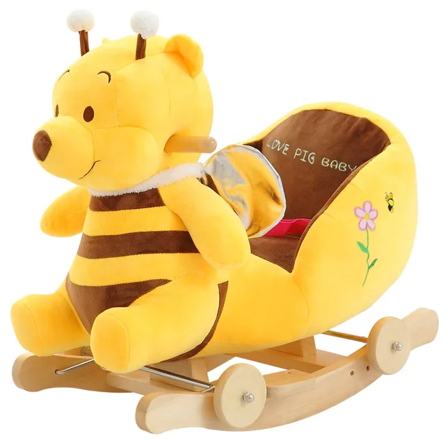Cheap Kingtoy Plush Baby Rocking Chair Children Wood Swing Seat Kids Outdoor Ride on Rocking Stroller Toy