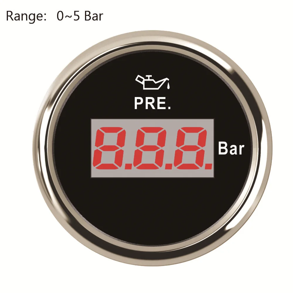 

Digital Oil Pressure Gauge Indicator 52mm Oil Pressure Gauge Fit 0~5 Bar Pressure Sensor Fit Boat Car with Backlight