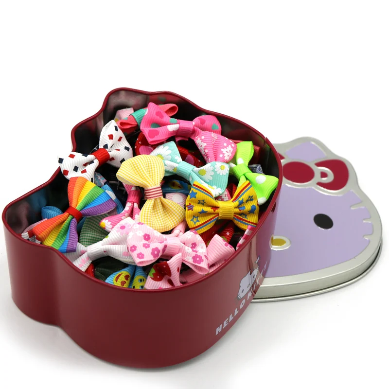 

50pcs/box Mix Color Mini Bow Barrettes Sweet Girls Solid Dot Stripe Hair Clips Kids Hairpins Hair Accessories for Women Girls