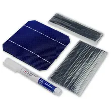 DIY Solar Panel Cells Kit 100W 40Pcs 125MM Monocrystalline Solar Cell 5x5 With 20M Tabbing Wire 2M Busbar Wire and 1Pcs Flux Pen