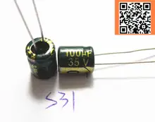 20pcs/lot S31 Low ESR/Impedance high frequency 35v 100UF aluminum electrolytic capacitor size 6*7 100UF35V