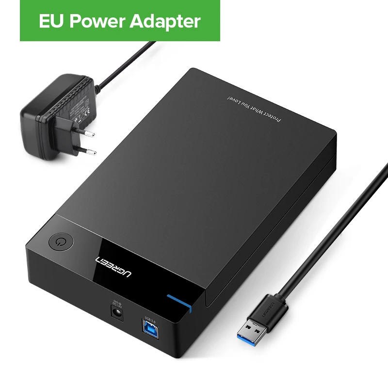 Ugreen HDD чехол 3,5 2,5 SATA для USB 3,0 адаптер внешний жесткий диск Корпус ридер для SSD диск коробка-чехол на HDD HD 3,5 HDD Чехол - Цвет: EU Power Adapter
