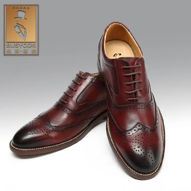 

Brown Brogue Mens Shoes Genuine Leather Party Wedding