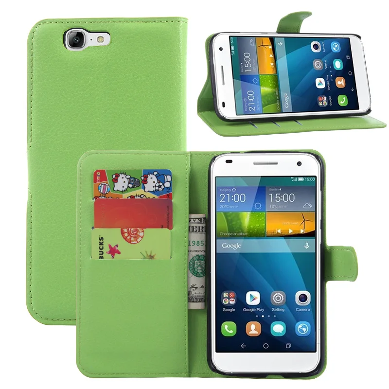 

Fashion Litchi Texture Leather Case for Huawei Ascend G7 Flip Cover Case Wallet Stand Style Protective Shell With Card Slot
