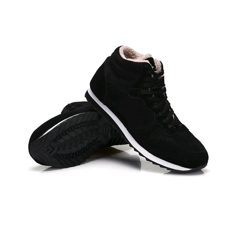 

SunNY Everest winter suede ankle woman shoes rubber sole couple boats round toe plush boots lace-up black blue 36-48 us13 14