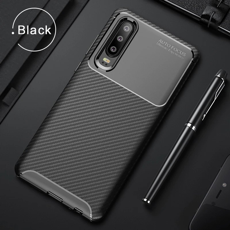 

For Huawei P30 Pro Case Carbon Fiber Shockproof TPU Back Cover Case For Huawei P30 Lite Full Protector Fitted Soft silicone Case