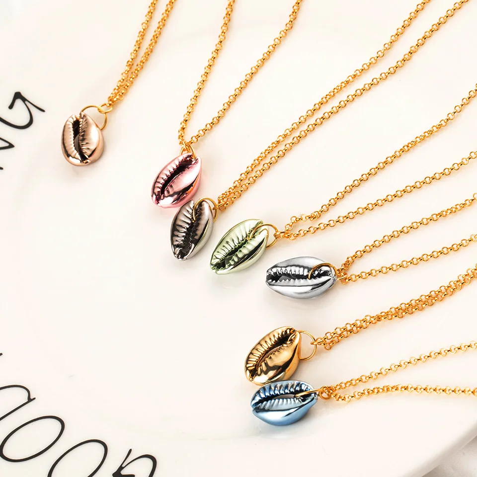 

2019 Boho Conch Shell Necklace Summer Jewelry Conch Sea shell Necklace Pendant For Women Collier Femme Shell Cowrie Accessories