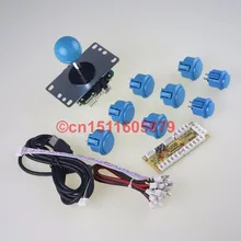 6 X SANWA OBSF-30 &2 X Reyann Push Buttons +SANWA JLF-TP-8YT Joystick+ PC Encoder With MicroswitchFor Arcade Mame Game DIY-Blue