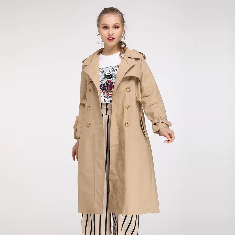 Maylofuer Autumn New High Fashion Brand Woman Classic Double Breasted Trench Coat Waterproof Raincoat Business Outerwear