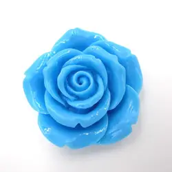 Lovely Pink Resin Flower Beads for Handmade Jewelry - 10pcs Set (Blue)