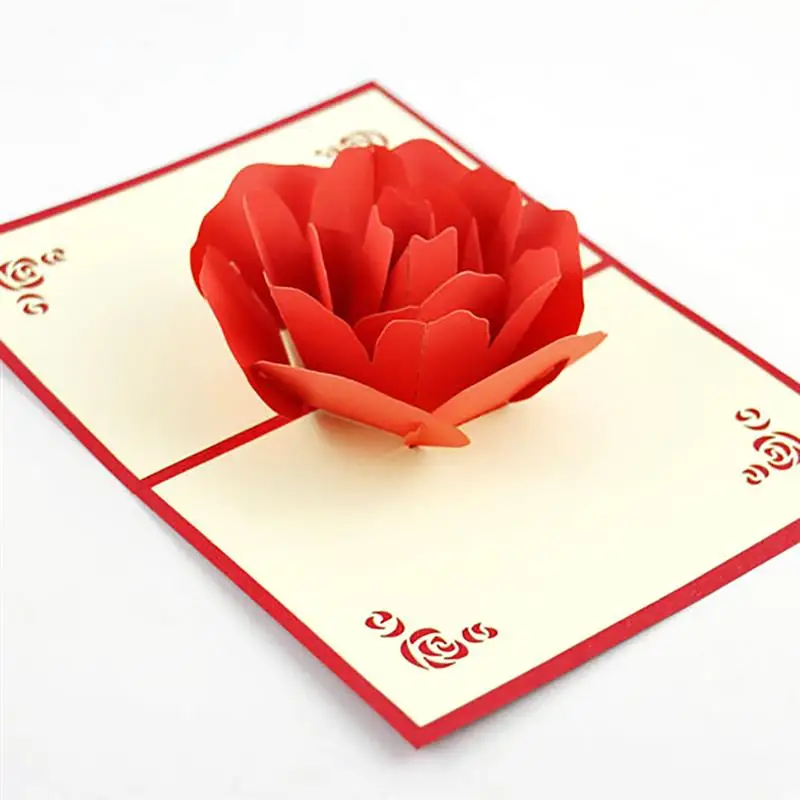  Valentine's Greeting Card Creative 3D Hollow Rose Flower Popup Greeting Card Handmade Popup Card In - 32896563100