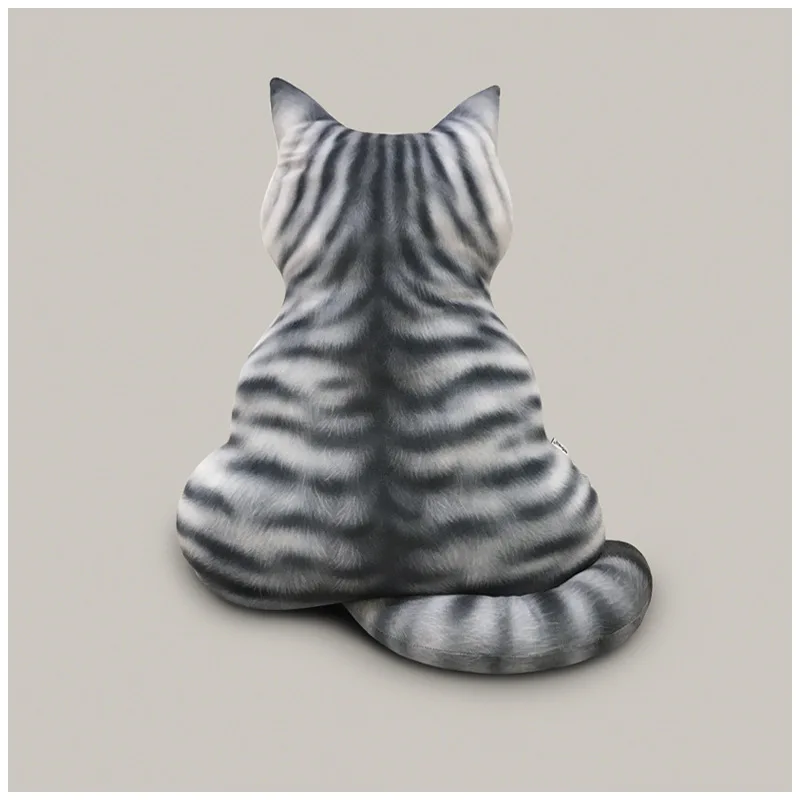 Cute Creative 3D Cat Back Shadow Pillow Black Cat Cushion Plush Funny Toy with Tail Animal Simulation Doll Cat Gifts - Цвет: 6