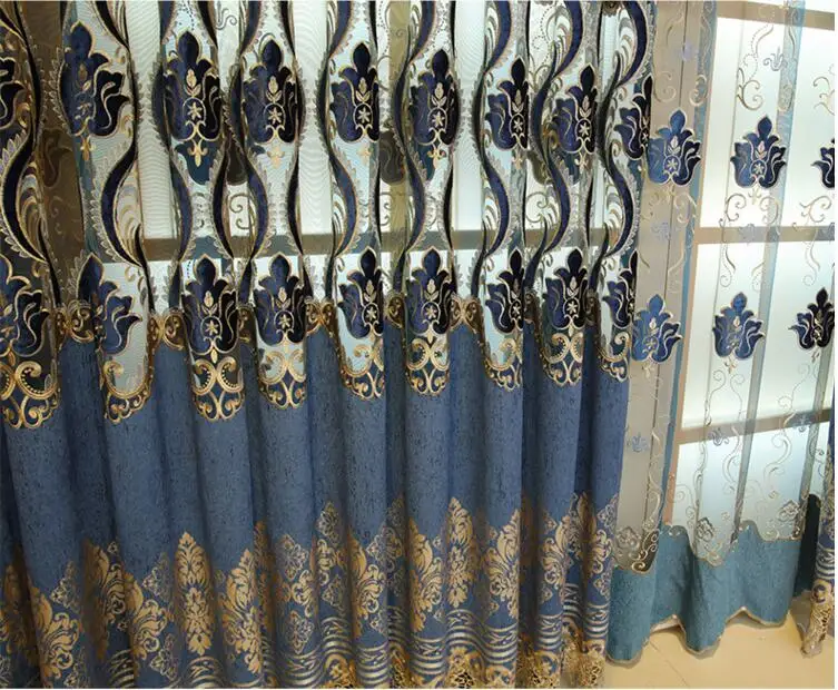 

European-style curtain thickening fabric shading simple European luxury French window finished curtain