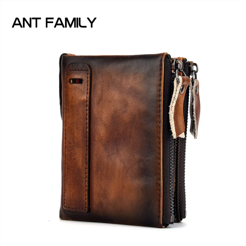Genuine Leather Men Wallet Small 2018 New Men Walet Zipper&Hasp Male Portomonee Short Coin Purse Brand Perse Carteira For Rfid