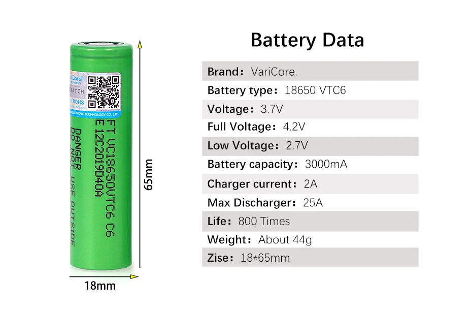 VariCore VTC6 3,7 в 3000 мАч 18650 литий-ионная батарея 30A выхлоп для US18650VTC6 инструменты Аккумуляторы для электронных сигарет