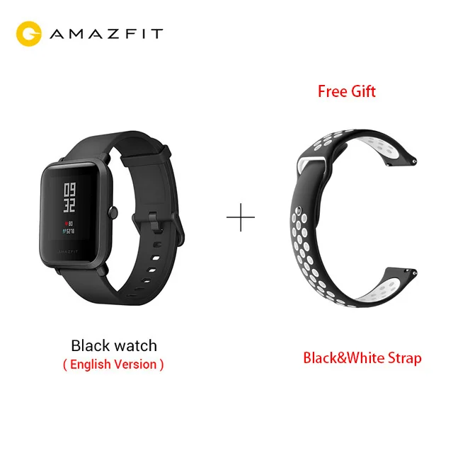 Huami Amazfit Bip Смарт часы Молодежная версия Pace Lite Bluetooth 4,0 gps Пульс 45 дней батарея IP68 - Цвет: add black white