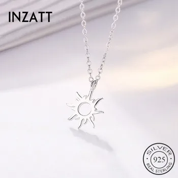 INZATT Real 925 Sterling Silver Ethnic Sun totem Pendent Necklace For Charm Women Birthday Party fashion Jewelry trendy Gift