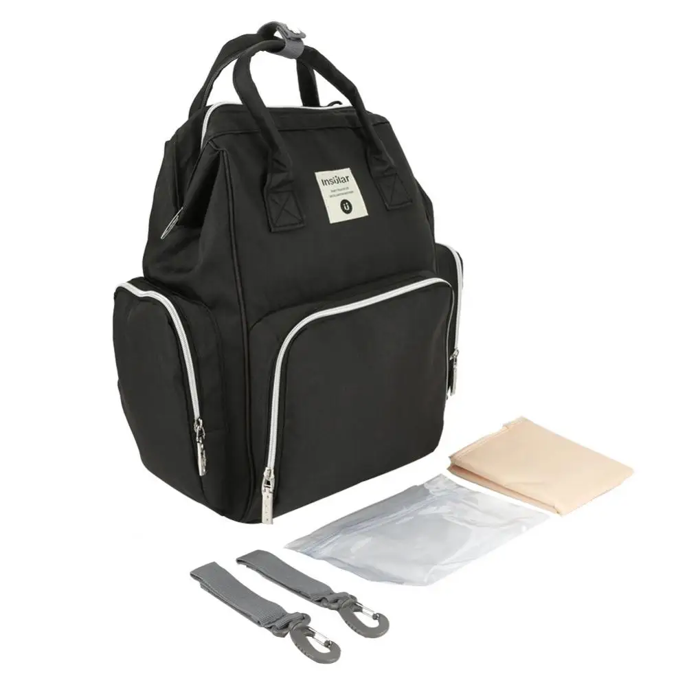 Внутренний подгузник сумка большой емкости водонепроницаемый подгузник сумка наборы Мумия Материнство рюкзак для путешествий с мокрой сумкой сумка для кормления - Цвет: Черный