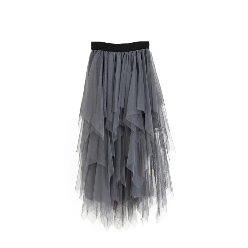 Irregular hem Gauze Patchwork Half Slip High Waist Petticoat Spring Summer