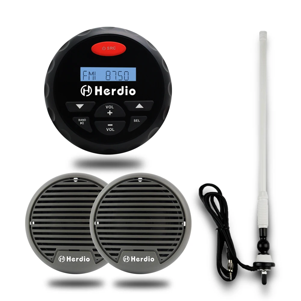 Waterproof Marine Radio FM AM Bluetooth MP3+1Pair Waterproof Marine