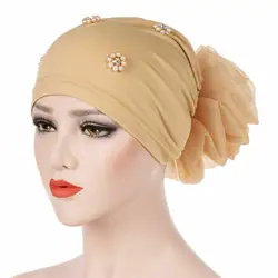 1 шт. шляпа шапочки косы выпадение волос Головной шарф для женщин тюрбан шляпа мусульманский большой цветок Рак Кепка chemo