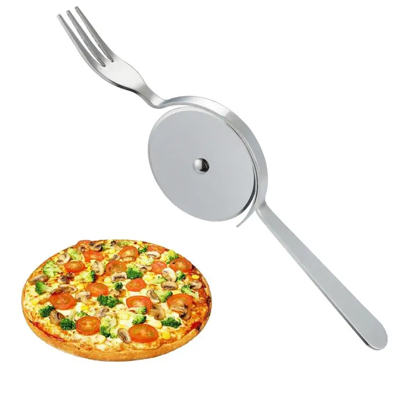  2 in 1 Pizza Cutter Pizza Wheel and Fork Cake Server Shovel Slicer Spatula Kitchen Oven Scraper DIY