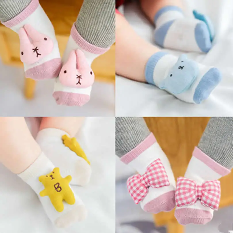 Baby Socks Cotton Fabric Doll Rabbit Bow Toy Sock Winter Spring Cute Warm Baby Socks Beikinyuans