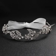 Fashion Silver Headband Handmade Women Rhinestones Prom Bridal Wedding Hair Accessories Wedding Crowns for Brides