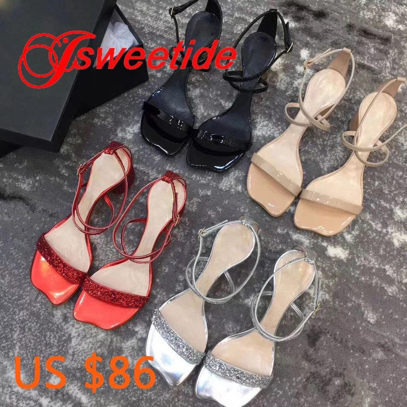 

Summer Word band Sandals Women Thick heel Brand Sandals Fashion Genuine Leather Comfortable Shoes Woman Classic wild Sandals