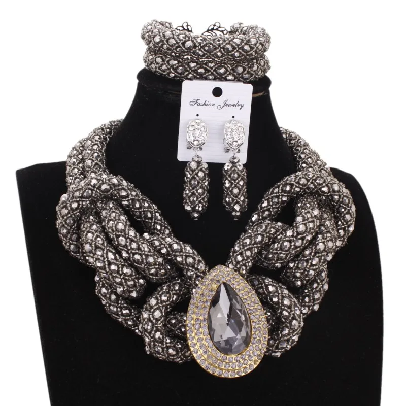 4 UJewelry нигерийский комплект бисерного ожерелья для женщин серый и серебряный дизайн Совы Кристалл Свадебный комплект ювелирных изделий для... 4 UJewelry нигерийский комплект бисерного ожерелья для женщин серый и серебряный дизайн Совы Кристалл Свадебный комплект ювелирных изделий для...
