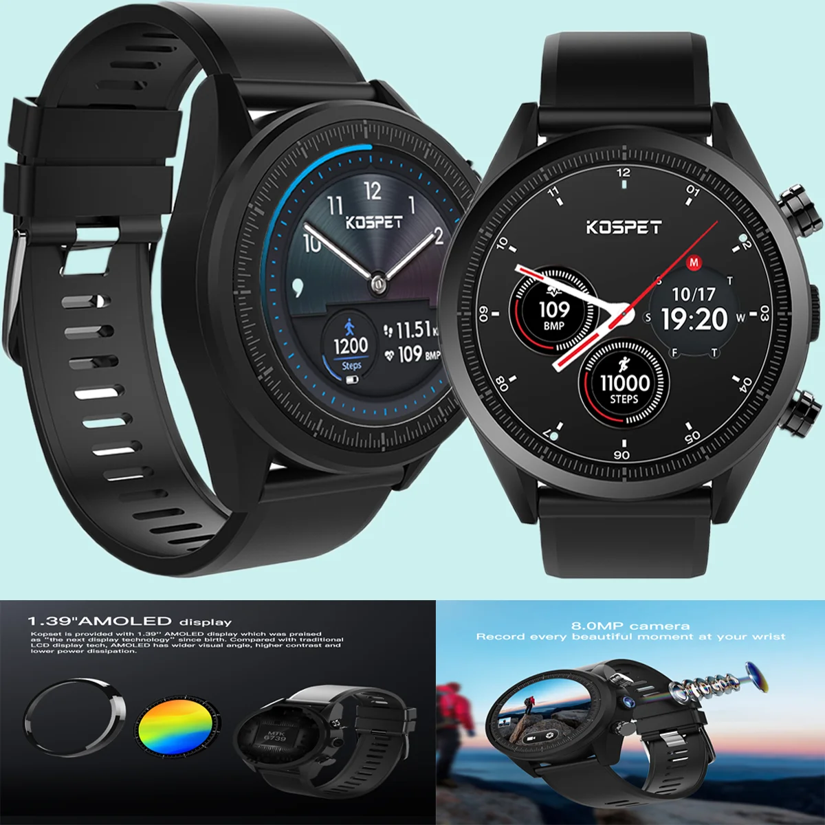 Kospet Hope Lite 4G Smartwatch 1,39 дюймов Android 7,1 MTK6739 четырехъядерный высококачественный Bluetooth беспроводной 1G+ 16 Гб Сенсорный экран 1,25 ГГц