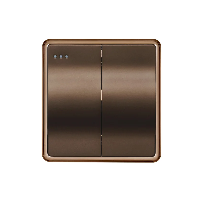 

New Camber design 2 gang 1 way Big push button switch and wall light switch, 220V 16A Dark Champagne Gold electric lamp switch