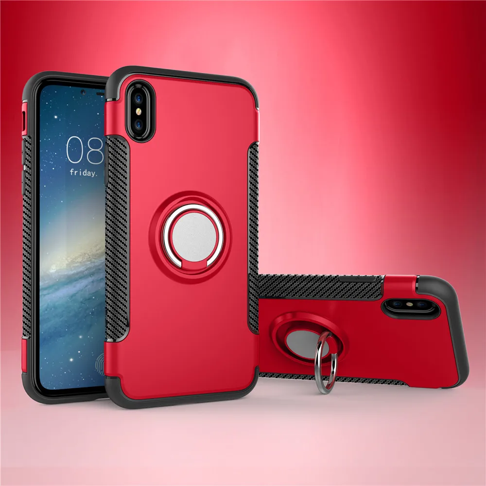 Red Сверхпрочный защитный чехол для huawei P30 Lite P20 Pro P10 Honor 8 9 10 Lite 8X mate 20 Pro NOVA 3i 4 V20 mate 20 10 Lite с держателем - Цвет: Red
