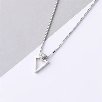 

LULU-PIG 925 silver necklace temperament micro set triangle necklace Korean version of fashion collarbone chain N0150
