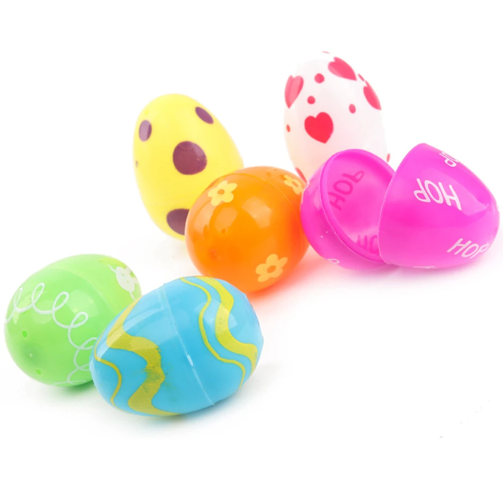 12pcs/pack Empty Easter Egg DIY Non-toxic Small Lottery Gifts Kid Toy Funny Detachable Decorative Handmade Colorful Plastic