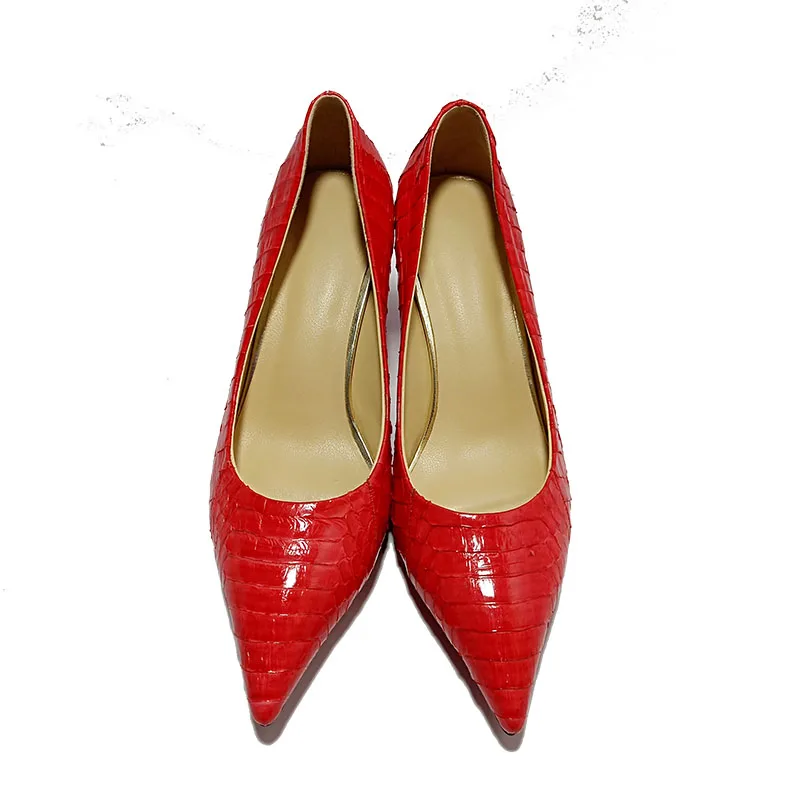 Mariage Mi Pompes Chaussures Femmes Réel Dames Haute En Printemps Sexy Bout Nouveau Qaulity De Pointu Cuir Rouge Talons Serpent Motif YxBHSWvq