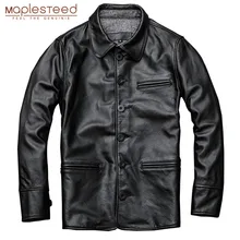 MAPLESTEED мужское кожаное пальто длинное из натуральной телячьей кожи однобортное мужское длинное пальто осенняя мужская зимняя одежда M201