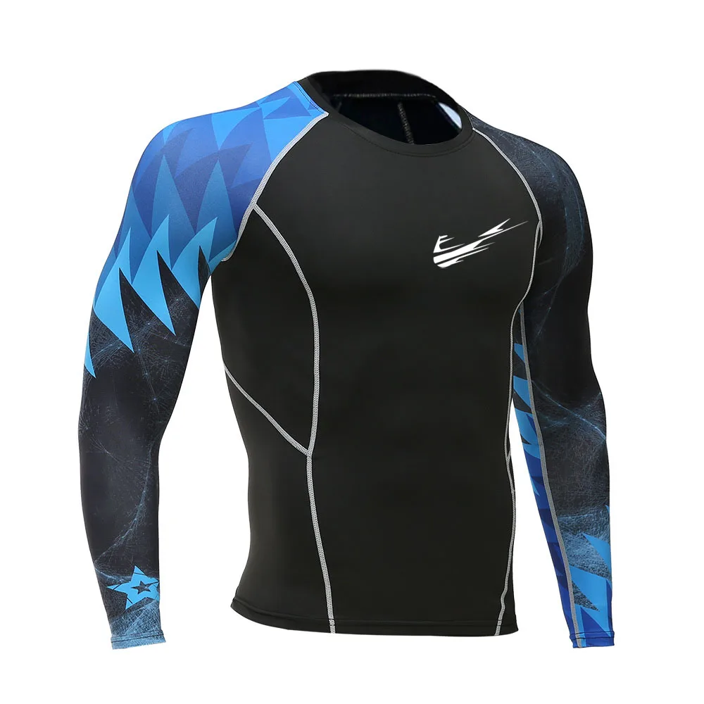 

Fitness Men Pro Compression Shirts MMA Rashguard Skin Base Layer Workout Long Sleeves T-shirt Crossfit Jiu Jitsu Tee Shirt homme