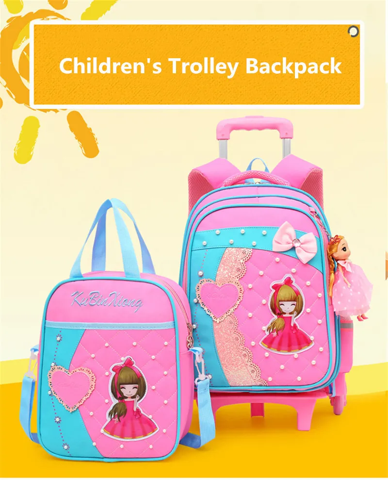 Съемный детей школьные сумки с 2/6 колеса для девочек рюкзак для тележки дети колесных сумка рюкзак багаж Mochilas
