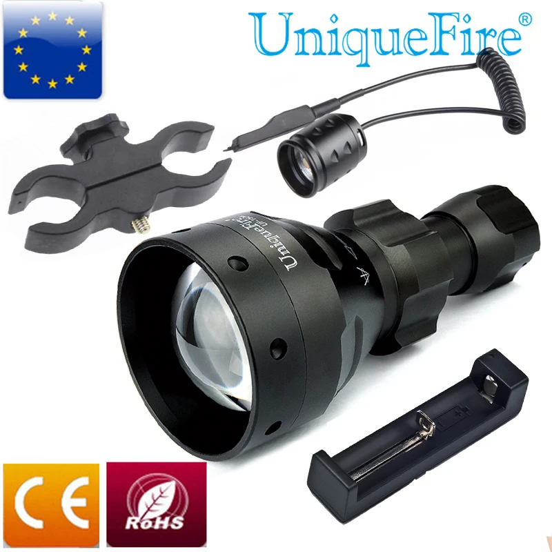 

UniqueFire 1504 XRE T67 LED Flashlight Waterproof LED Torch+Remote Pressure+Charger+Scope Mount Design For Hunting,Camping